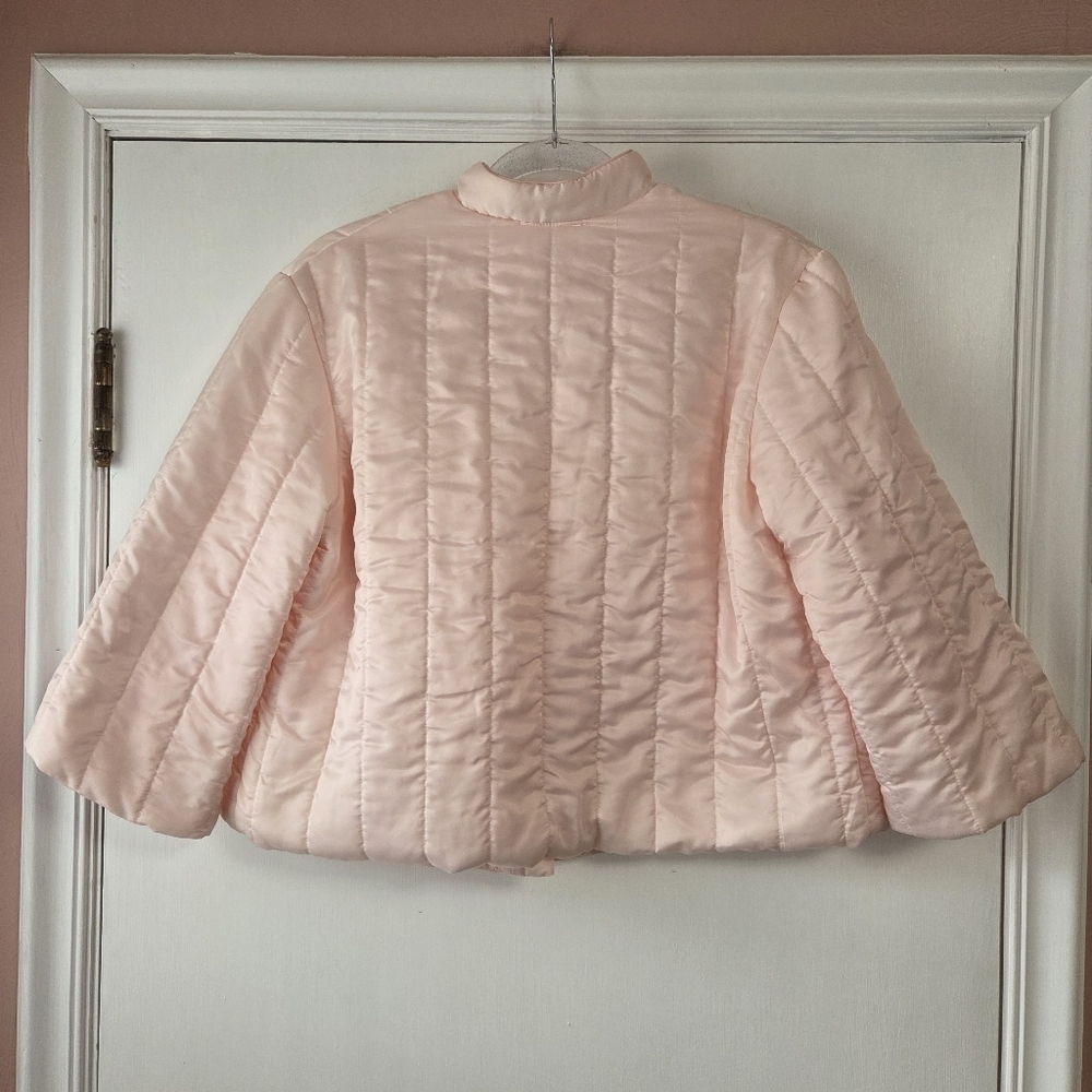 VINTAGE SEARS Pink Quilted Satin Bed Jacket Coquette Romantic - Picture 5 of 8